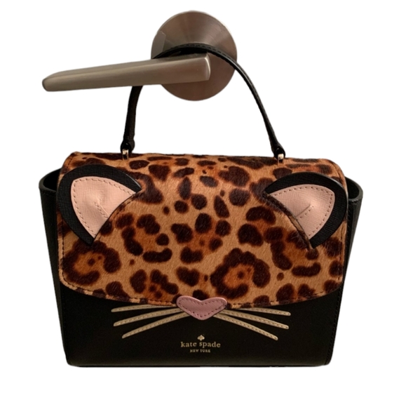 💕cute Kate spade cow leather leopard 3 way bag💖 - Picture 1 of 9
